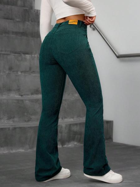Dark green jeans corduroy stretch bell bottoms