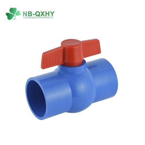 UV Protection Plastic PVC Compact Ball Valve with Red Handle and Thread Connection