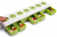 Boîte unique hebdomadaire de médecine de bouton poussoir de ressort de conception, boîte de rangement en plastique mensuelle de médecine pour 31 jour, cas, boîte, contai