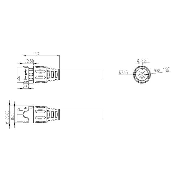 Электрический соединитель M19 Пластиковая оболочка 9 штифтов Мужской соединитель водонепроницаемый