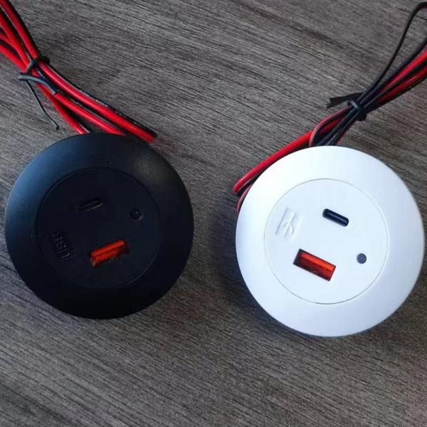 1 Ports Embedded Circular USB Type-C Socket for Charging Household Appliances 58*31MM