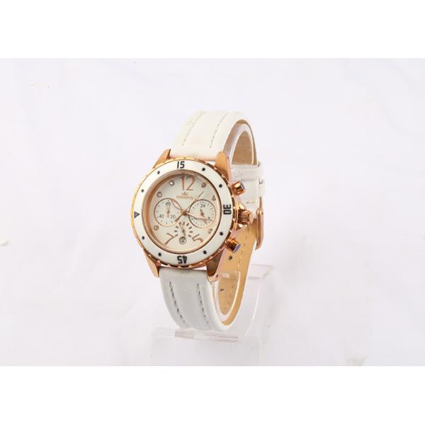 White Luxury Multi Function Watch , Ladies Wrist Watches 5ATM