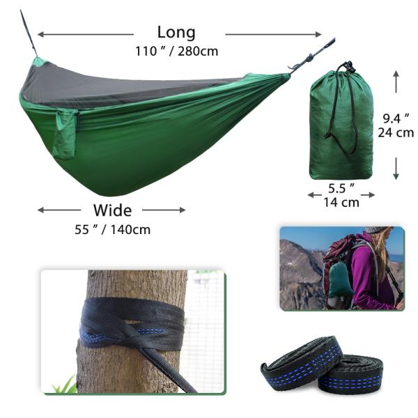 High Load Capacity 300kg 750g Portable Camping Hammock