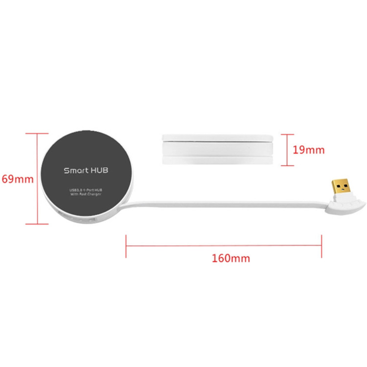 Fast Charging Smart Round Adapter 4 Ports USB HUB