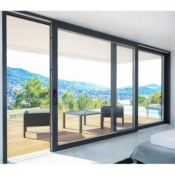 Широкорамочная двойная стеклянная раздвижная дверь и минималистский дизайн с алюминиевым сплавом