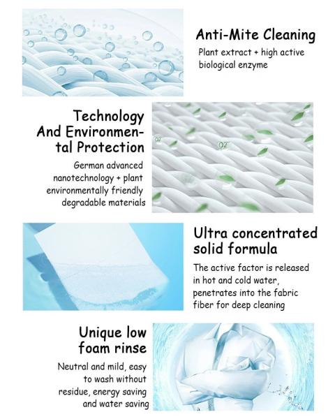 Personnaliser les draps de détergent de linge se dissoudre facilement Les vêtements Les draps de savon