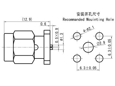 Micro Flange Installation Of Stainless Steel SMA RF Connector For Microstrip Applications At 18GHZ