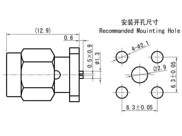 Micro Flange Installation Of Stainless Steel SMA RF Connector For Microstrip Applications At 18GHZ