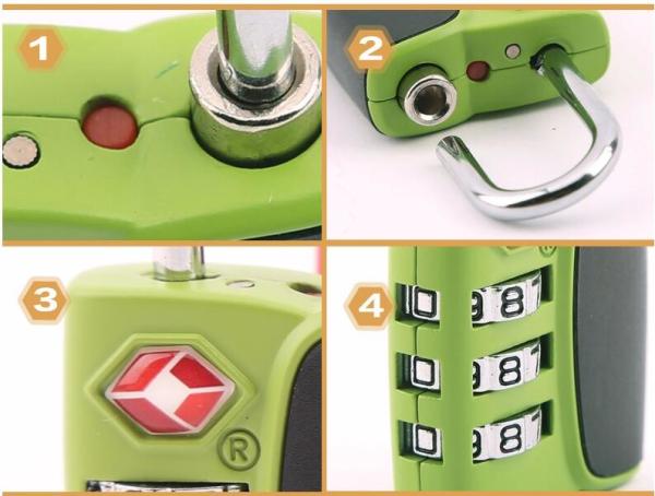 Zinc Alloy TSA travel lock& Fashion Design red Tsa Luggage Lock& 64.7g Tsa Bag Number Lock