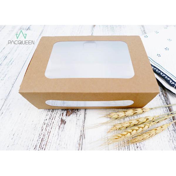 Sandwich Disposable Paper Takeaway Boxes Clear Windowed PE / PLA Lining