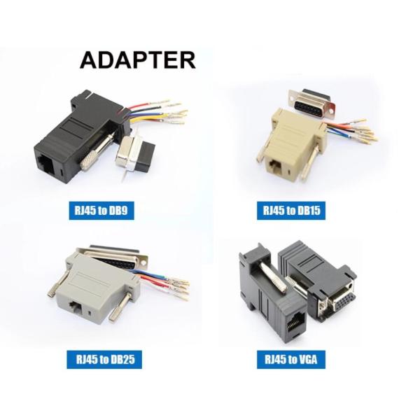 Custom DB9 RS232 Male To RJ45 Female Modular Adapter Custom Pin Out Accepted