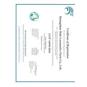 Huangshan Male Locomotive Parts Co.,Ltd. Certificaciones