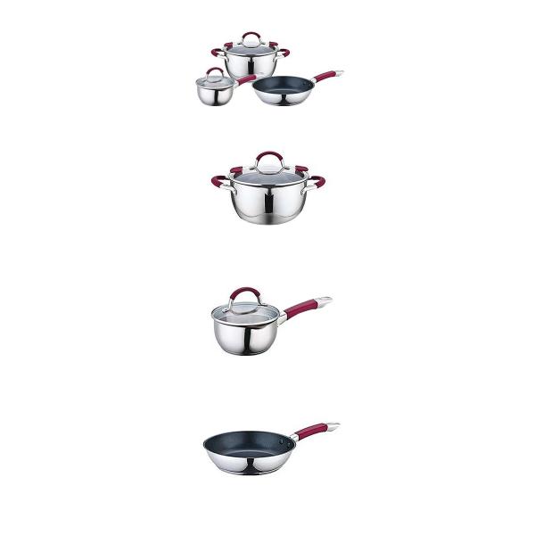 5pcs Non Stick Cookware Set Kitchenware Stainless Steel Cooking Pot OEM
