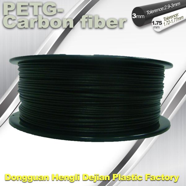 filamento 1.75mm PETG da impressora 3D - filamento de grande resistência do filamento do preto da fibra do carbono