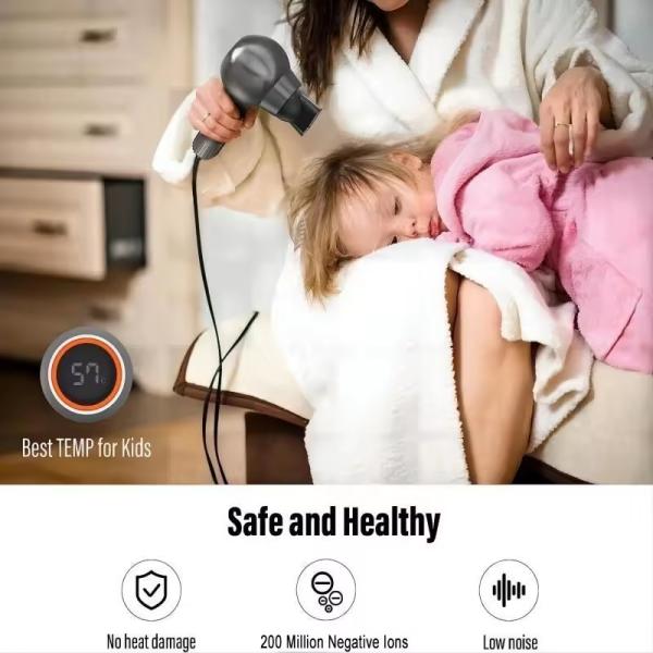 Portable Ionic Hair Dryer Adjustable Temperature Smart For Home Dormitory