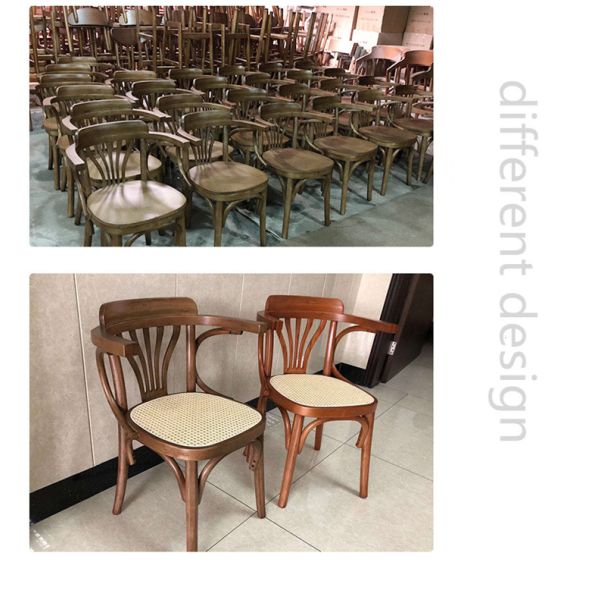 Events Rattan Cushion Farmhouse Wooden Comfortable Back Chairs