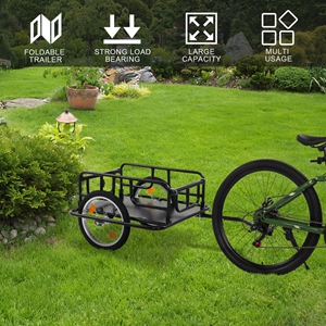 Foldable Bike Cargo Trailer with Bike Hitch, Bicycle Wagon Trailer with 16
