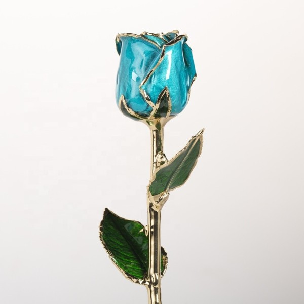 Gold Plated Natural Rose Fresh Rose with Stem Present  Rose Gift Valentine Mother Day Handmade Preserved Rose