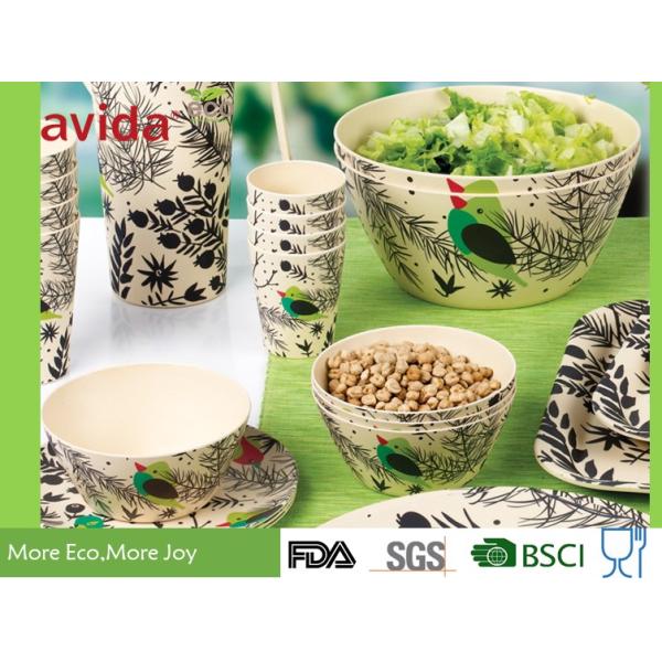 Dishwasher Safe Bamboo Salad Bowl Set , Bamboo Fruit Bowl High Temp Tolerance