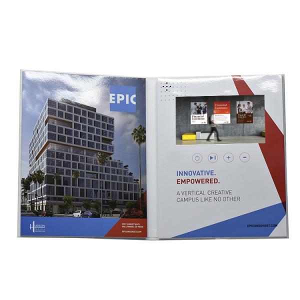 Custom video brochure for video marketing, 7 inch LCD video player card video book