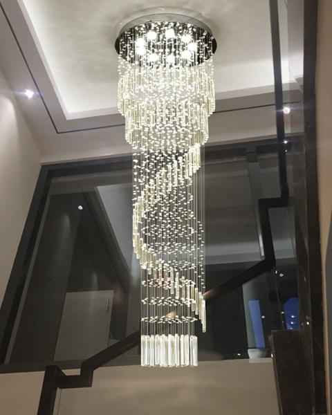 K9 Crystal Chandelier Modern Flush Mount Crystal Light Spiral Ladder Luxury staircase long chandelier(WH-NC-17)