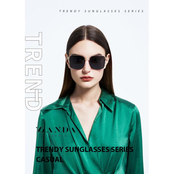 Квадратные солнечные очки рамки металла подгоняли виски изогнутые логотипом