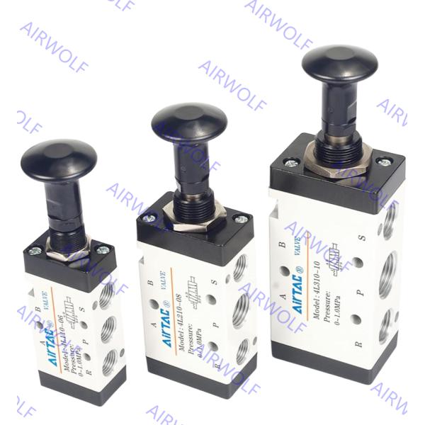 AIRTAC 4L シリーズ 5/2 方向 マニュアル制御 直接作用 プッシュ・プル バルブ 1/8 1/4 3/8 1/2 0~1.0MPa 作業圧と -20~+70°C 作業温度範囲