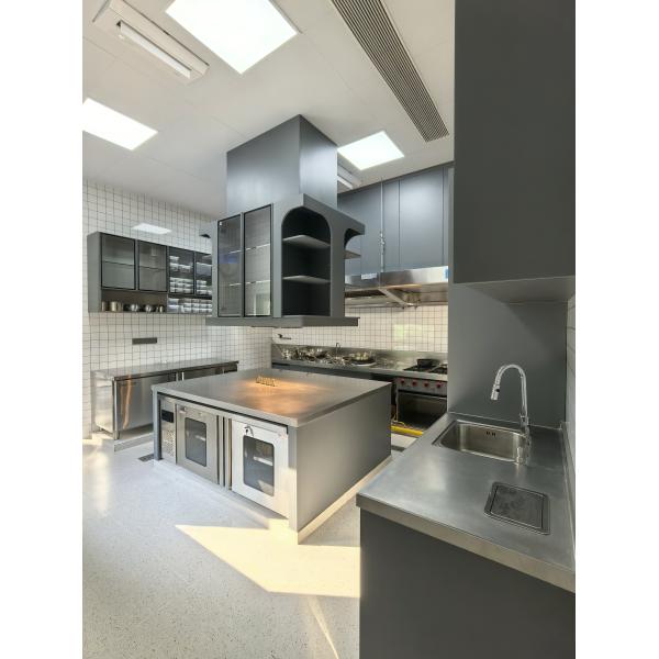 Commercial Dark Gray Stainless Steel Kitchen Cabinet with Island