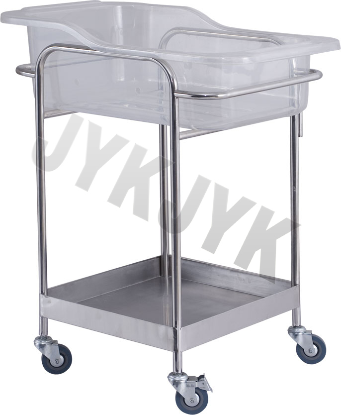  Stainless Steel Hospital Infant Bassinet Baby Trolley Bed Crib Anti Bacterial