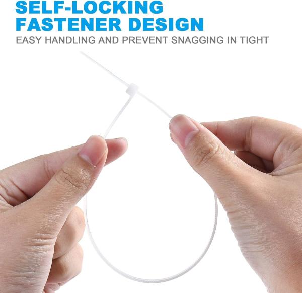 Zip Ties Heavy Duty 8 Inch, Premium Plastic Wire Ties With Tensile Strength, Self-Locking Black Nylon Tie Wrap