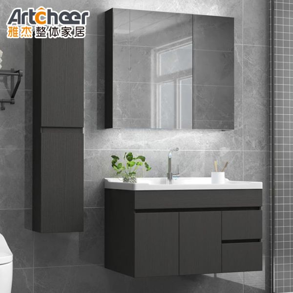 Modern Design Wall Mounted Bathroom Vanity with Stone Table Top Vanity Combo