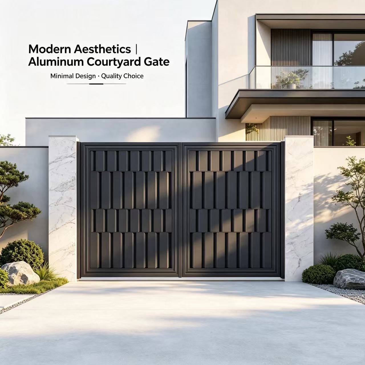 Anti-Corrosion T6-T5 Aviation-grade Aluminum Alloy Courtyard Gate with Electric Switch for Modern Villas and Gardens
