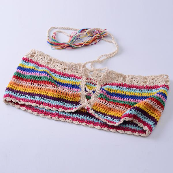 Niris Lingerie Wholesale Crochet Bikini Manufacturer Custom Crochet Fabric Sexy Women Cochet Rainbow Bikini