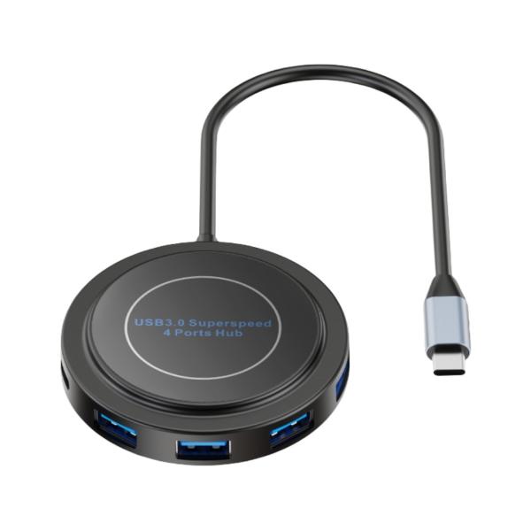 Silver USB C Hub with 5Gbps Speed 4 USB 3.0 Ports HDMI SD Reader
