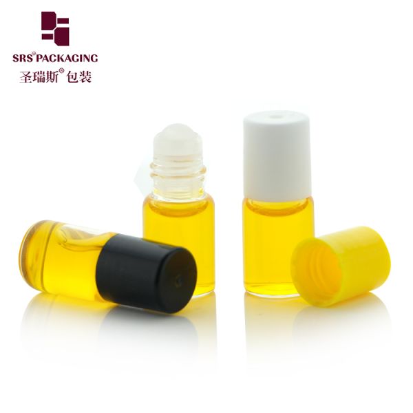 Empty Clear Perfume Roll-On Bottle 1ml 2ml 3ml 5ml Glass Roll-On Bottle Sample Roller Ball Plastic Cap PP Plastic Ball