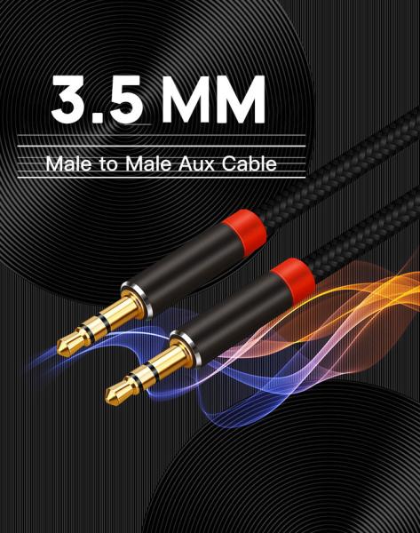 Nylon Braided 3m Stereo Audio Aux Cable With Standard 3.5mm Audio Jack