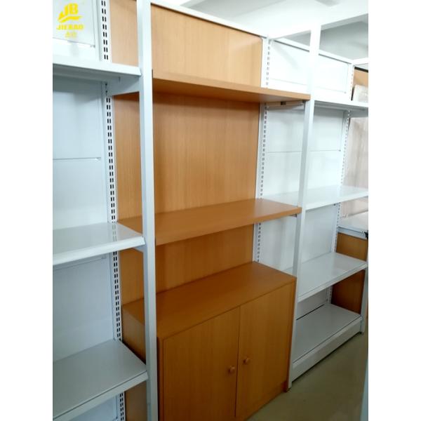 Retail Store Wood And Metal Shelves / Light Duty Display Rack 25mm Thickness MDF Boards Steel Frame