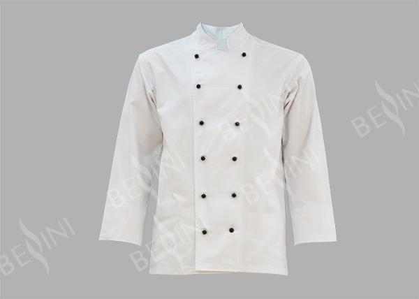 Breathable Protective Work Clothing White Chef Jacket OEM / ODM Available