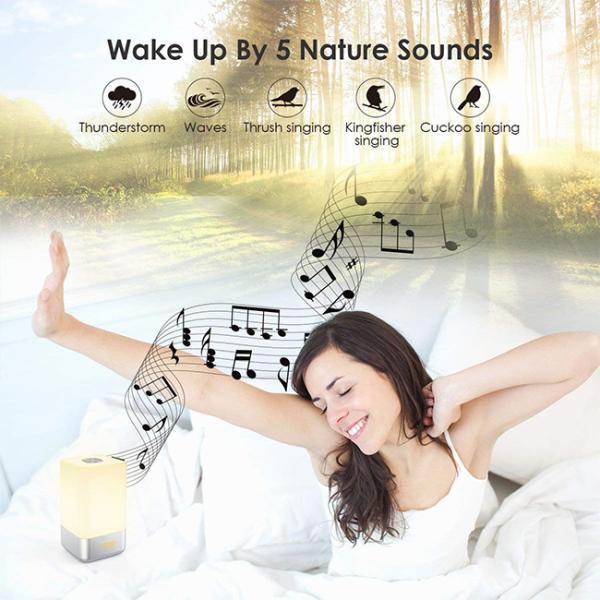 Colorful LED Wake Up Light , 5 Natural Sounds / Sunrise Simulation Alarm Clock
