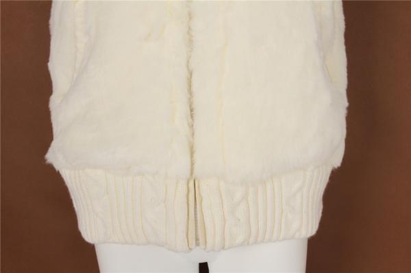Soft Touch Utility Gilet Vest White Knitted Hem Ladies Fur Vest
