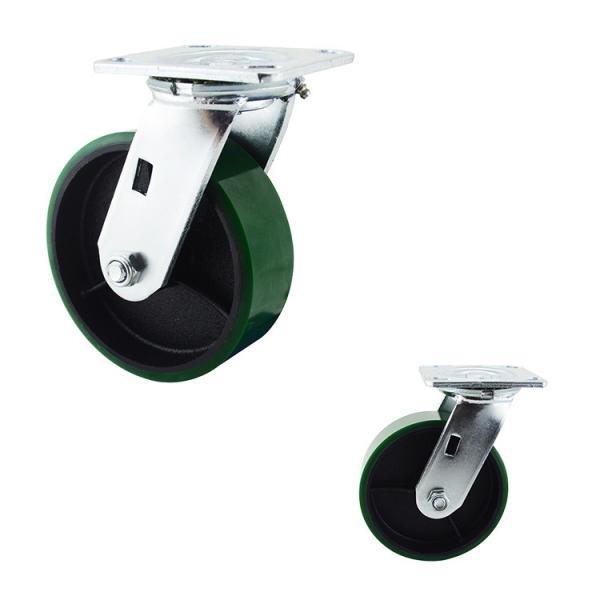 2 Inch Industrial Green PU Heavy Trolleys Swivel Wheel With Ball Bearing