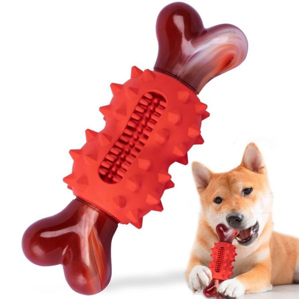 Rubberized Chewing Bone Dog Toy Tooth Grinding Tooth Cleaning