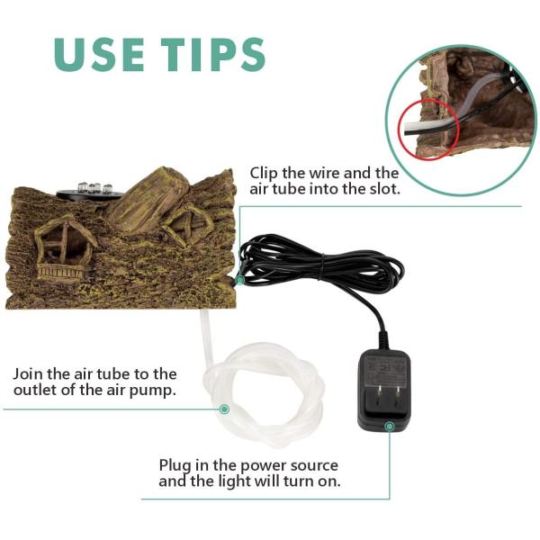 9.5FT Cord Aquarium Air Stone 1.2W Ornament Natural Landscaping