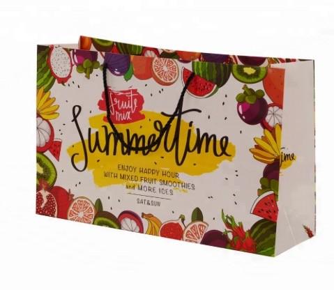 Customized Recycle Promotion Popular Colorful Flower Gift Paper Bag