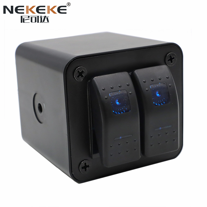 Marine Switch Panel Rocker Switch Box IP66 Waterproof 12V DC Aluminum Construction for Boat Truck RV