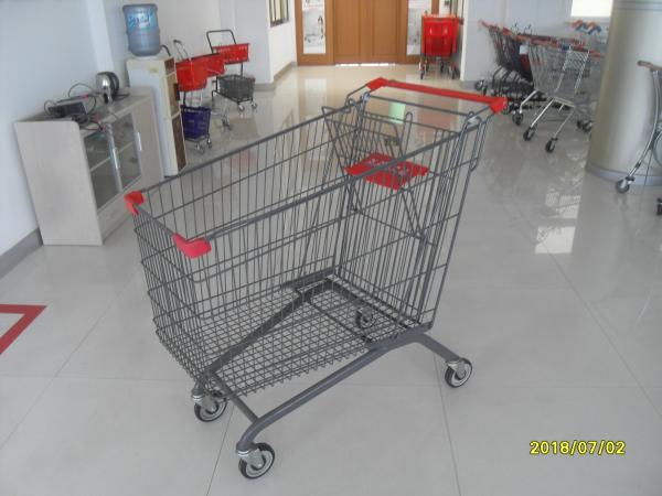 Steel Supermarket Shopping Cart With Zinc Plated  Clear Powder PPG Coating