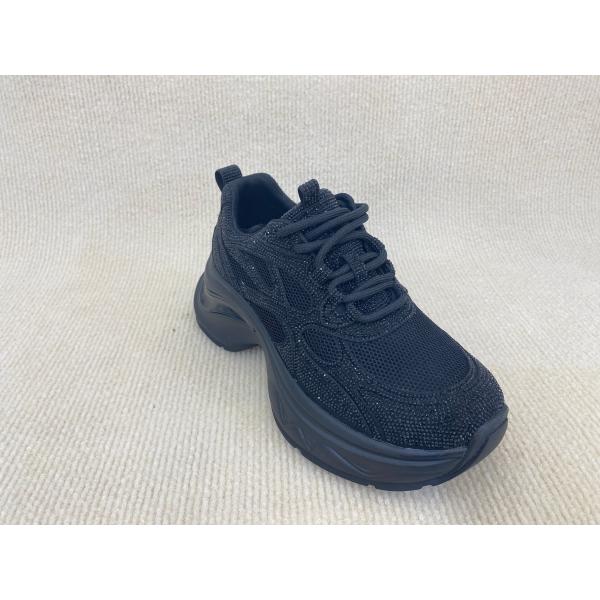 Comfort Black Rhinestone Sneakers Breathable Upper Blinged Out Sneakers
