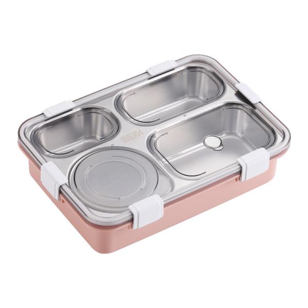 Metal Bento Lunch Box 4 Compartimento 304 Aço Inoxidável Isolamento Selado 1130ml Azul