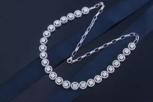 S925 Sterling Silver CZ Tennis Necklace For Engagement Gift