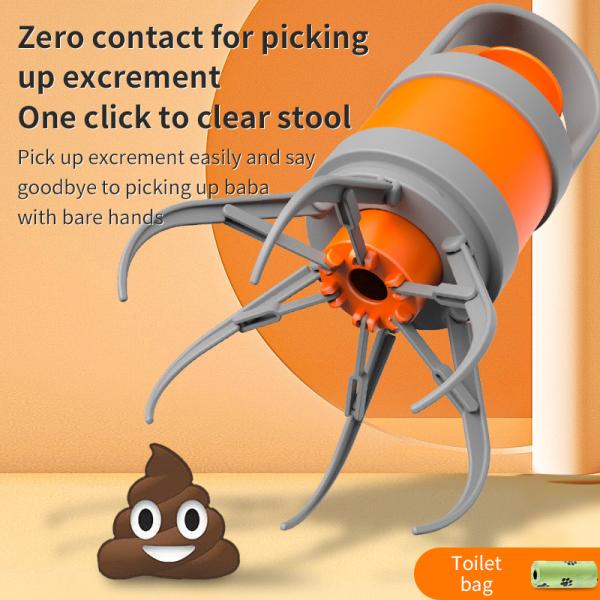 Orange Octopus Poop Scooper With Bag Customized Pooper Scooper Storage